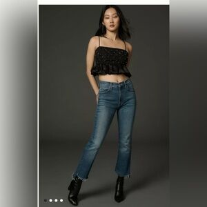 Mother Blue The Insider Crop Step Fray Jeans Work Hard Play Hard Jeans